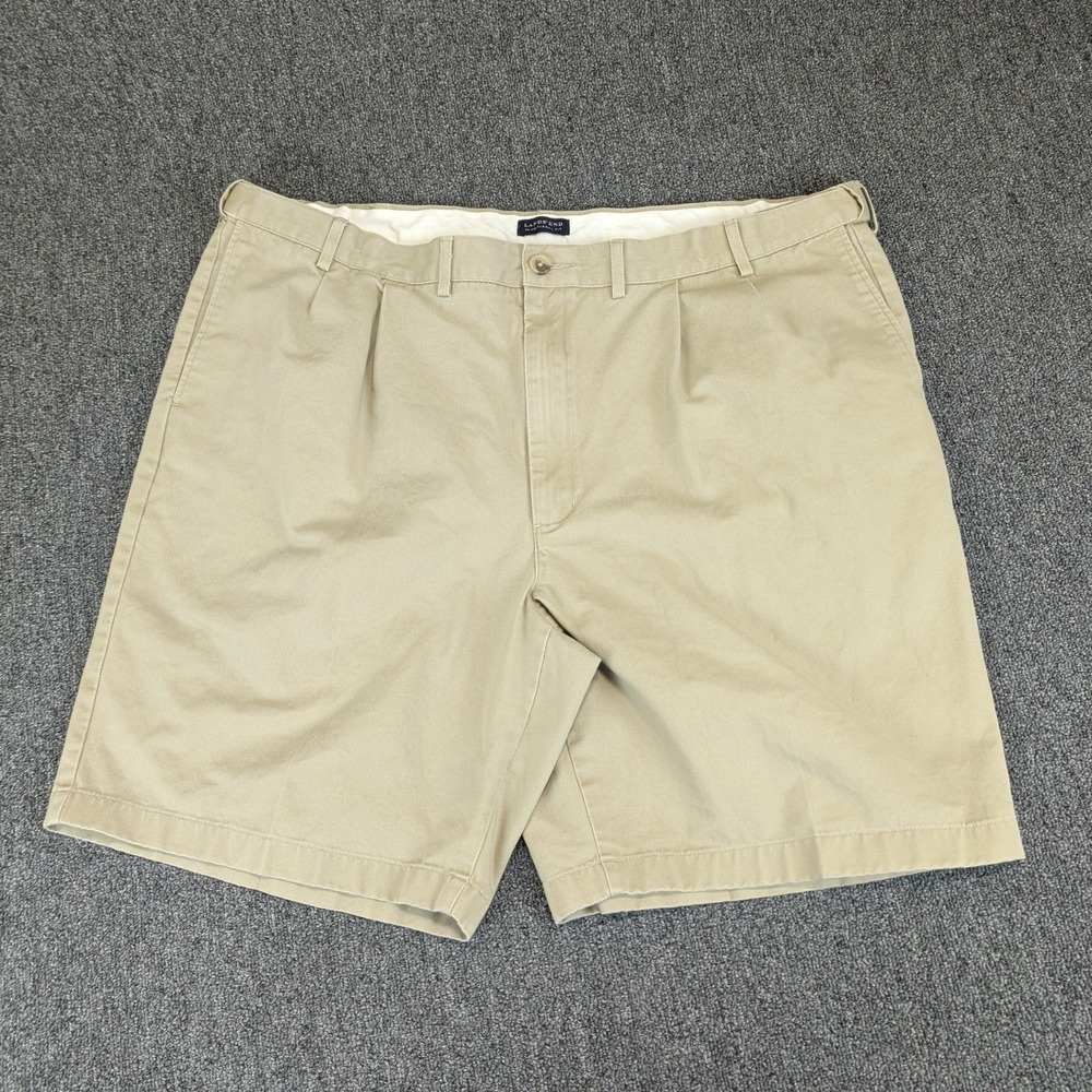 Lands End Men Chino Shorts 44 Tall 100% Cotton Khaki Pleated Traditional Fit 9in — photo 2